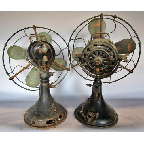 1442 - Two vintage G.E.C four blade cooling fans, both in need of restoration.