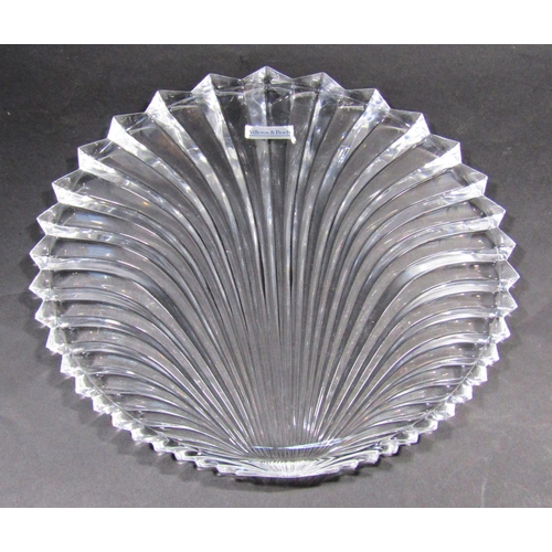 1152 - A Villeroy & Boch cut glass plate with radiating leaf design 32cm diam, and a glass dish with silver... 