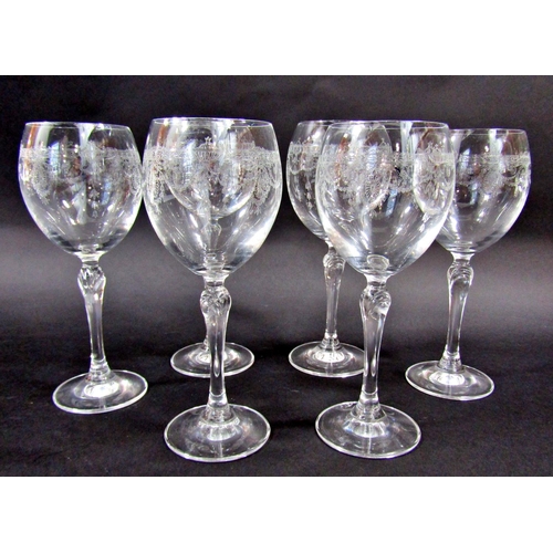 1171 - A miscellaneous collection of glass ware, including Victorian style etched wine glasses, a Murano gl... 