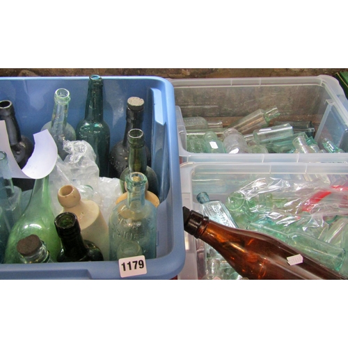 1179 - A quantity of vintage beer bottles, medicine bottles, chemists bottles, etc