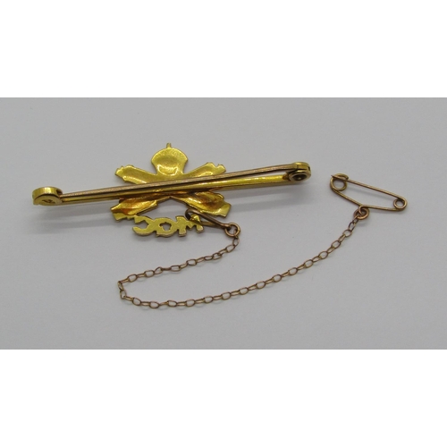 1252 - Machine Gun Corps 9ct bar brooch, 4.8g