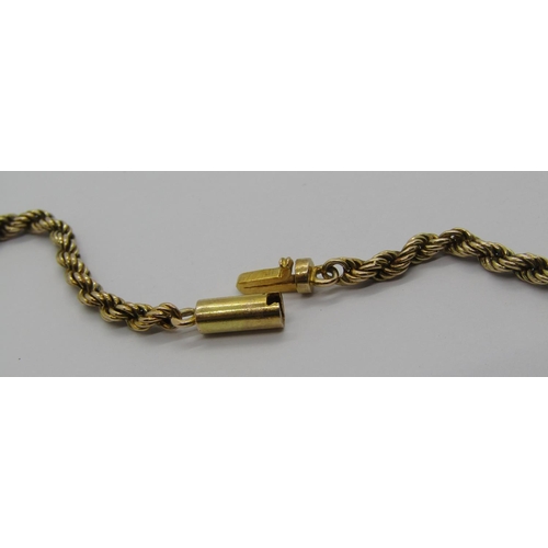 1259 - Yellow metal rope twist chain necklace, 15.7g