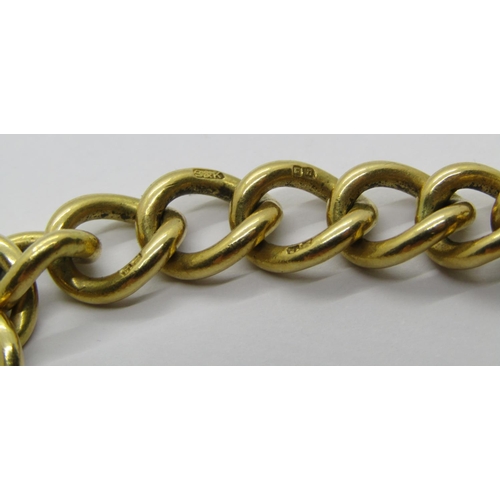 1287 - 18ct curb link bracelet with heart padlock clasp, maker 'S&K', London 1968, 39.9g (clasp af)