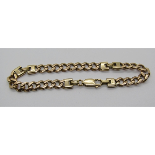 1292 - 9ct fancy curb link bracelet, 14.9g