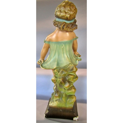 1432 - An early 20th century” Pear’s Soap” like plaster statue of a little girl in a twee pose.  60cm tall ... 