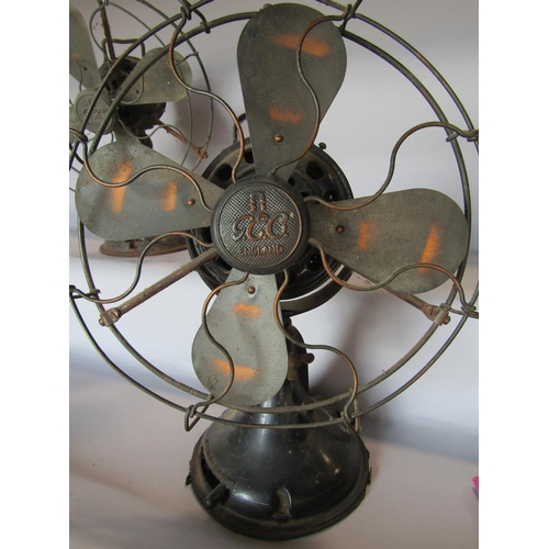 1442 - Two vintage G.E.C four blade cooling fans, both in need of restoration.