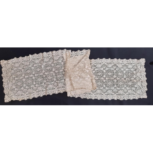 1588 - Collection of late 19th/ early 20th century lace including a Maltese silk scarf 220x43cm, 2 handkerc... 