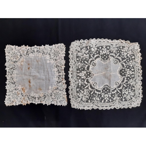 1588 - Collection of late 19th/ early 20th century lace including a Maltese silk scarf 220x43cm, 2 handkerc... 