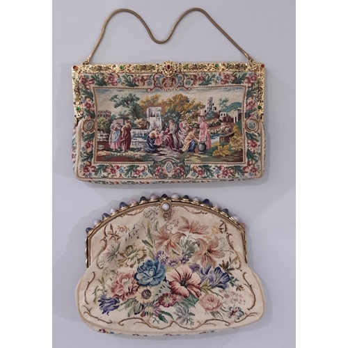 1597 - Ladies vintage accessories including a crocodile skin bag by Ackery (London), 2 petit point needlewo... 