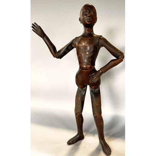 1492 - A 19th century pine articulated lay figure circa mid 1800’s. 50.5cm tall