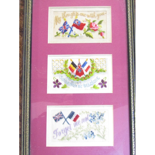 1418 - Five framed Sweet Heart postcards from WWI, a soda siphon, an advertisement Courvoisier ice bucket, ... 