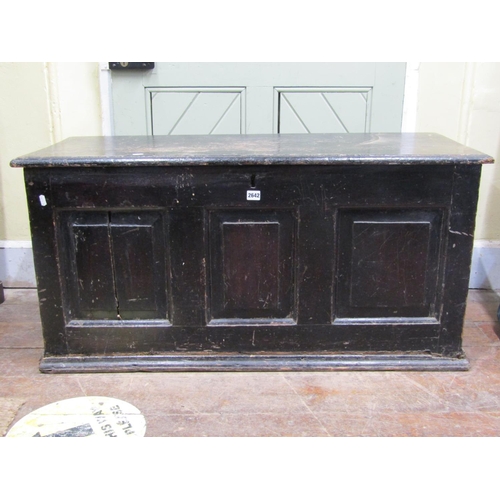 2666 - A simple Georgian pine coffer with rising lid the front elevation with three fielded panels, within ... 