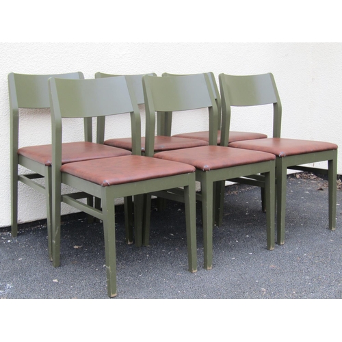 2543 - A set of 17 contemporary restaurant chairs with curved backs and upholstered seats in an olive green... 