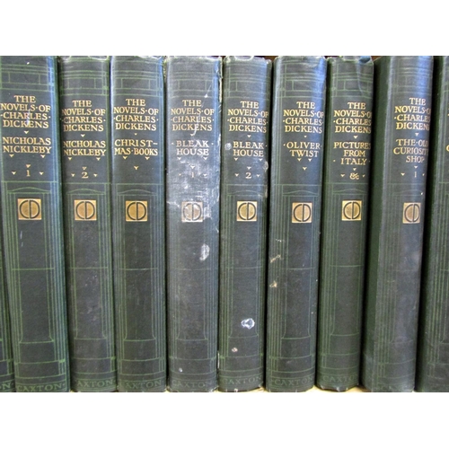 208 - The Novels of Charles Dickens, 28 volumes, London edition, green cloth bindings