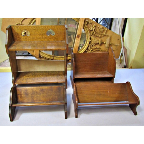 214 - A collection of seven small vintage book troughs, principally in oak, together with a set of Wedo ci... 