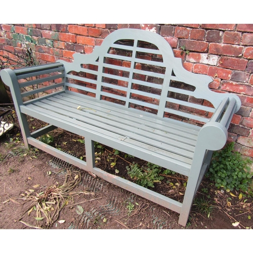 2040 - A Lutyens style hardwood three seat garden bench with painted finish, 165cm wide (af)