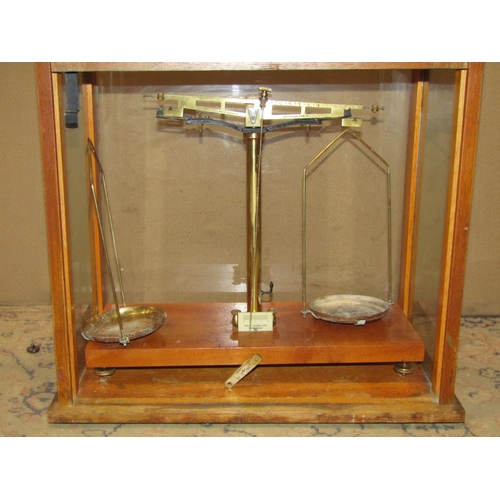 2129 - Vintage cased set of laboratory scales, labelled Philip Harris Ltd Birmingham