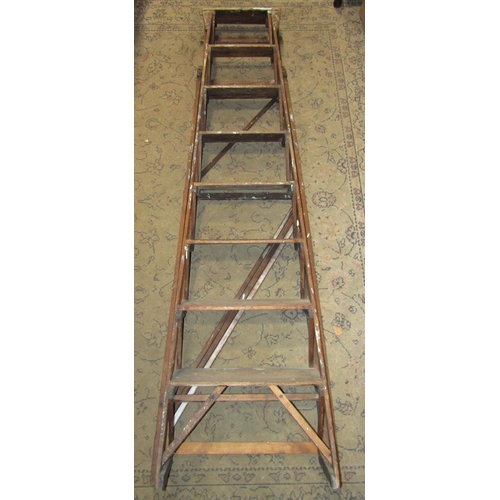 2139 - Antique wooden yoke, 'The Hatherley Patent Lattistep' folding pine stepladder (sold for display purp... 