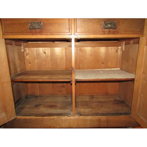 2200 - Unusual Edwardian walnut kitchen dresser, partially enclosed by a pair of rectangular fielded panell... 