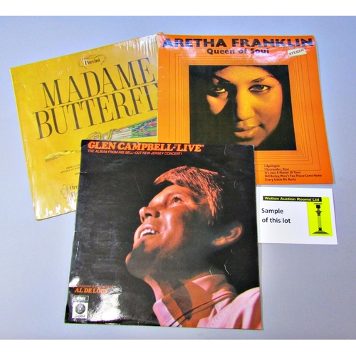 222 - Collection of vinyl LPs to include Glenn Campbell, Tom Jones, Aretha Franklin and others, together w... 