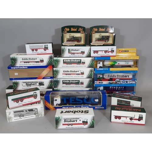 371 - Collection of 15 Eddie Stobart boxed model lorries 1:76 scale by Atlas with certificates, 5 Corgi Su... 