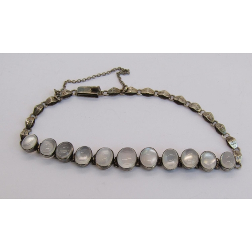 1324 - Collection of gem set silver jewellery comprising a graduated moonstone bracelet, a labradorite brac... 