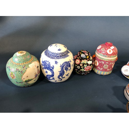 1047A - A Large Collection of Chinese and Japanese Items (mostly porcelain) including: four ginger jars with... 