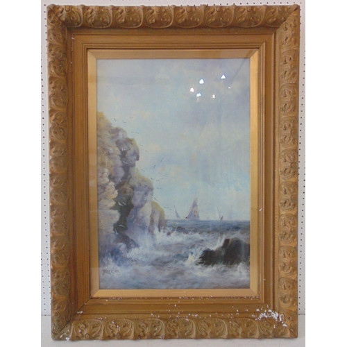 10 - J. Ferguson (20th Century) - Pair of maritime coastal scenes with waves crashing against the rocks, ... 