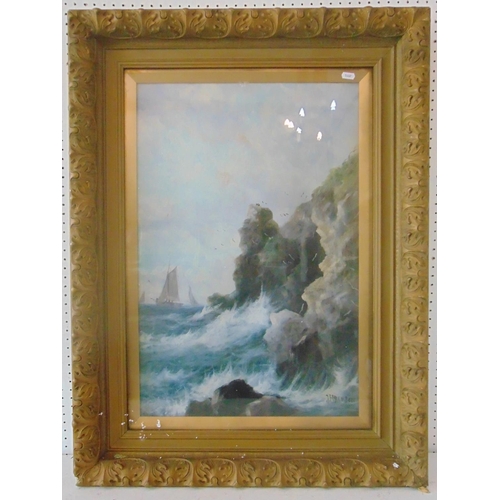 10 - J. Ferguson (20th Century) - Pair of maritime coastal scenes with waves crashing against the rocks, ... 