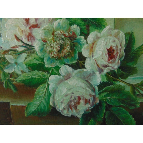 32 - D. Harry (Contemporary) - Classical Still Life with Flowers in Urn, oil on canvas, signed lower righ... 