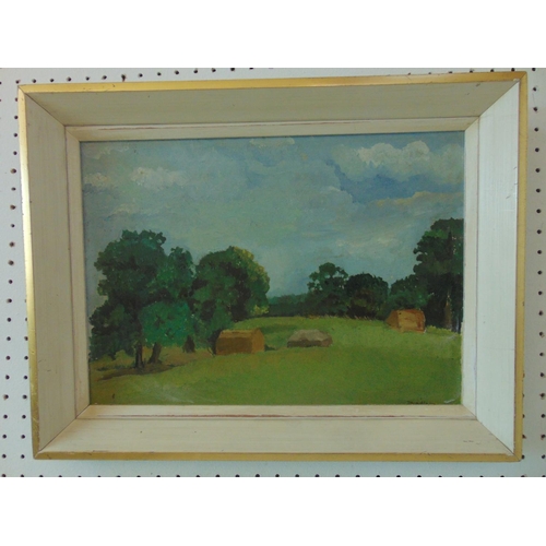 52 - Ursula Bradley - Three landscape paintings (20th century): 'Phillipps House, Dinton', oil on canvas ... 