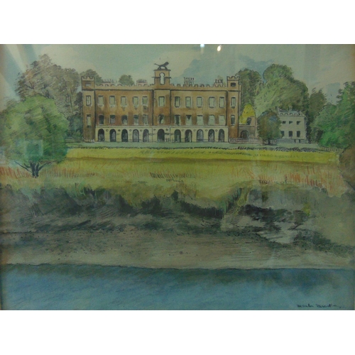 52 - Ursula Bradley - Three landscape paintings (20th century): 'Phillipps House, Dinton', oil on canvas ... 