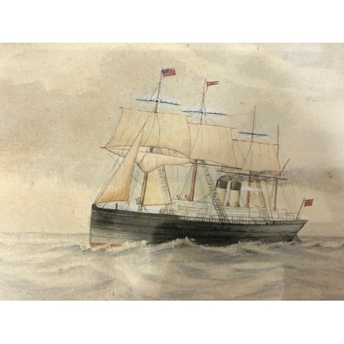 22 - H. Downham (Anglo-American School, Late 19th Century) Ship portrait at full sail flying the American... 