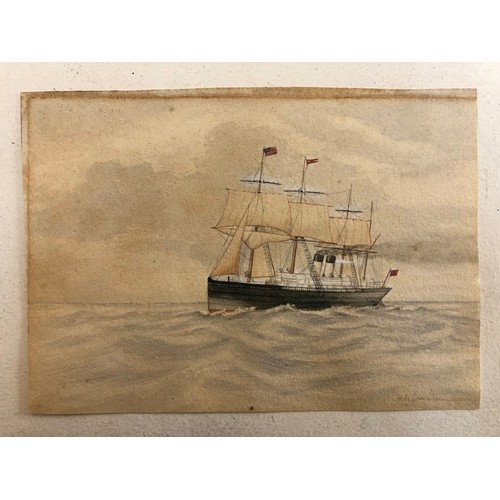 22 - H. Downham (Anglo-American School, Late 19th Century) Ship portrait at full sail flying the American... 