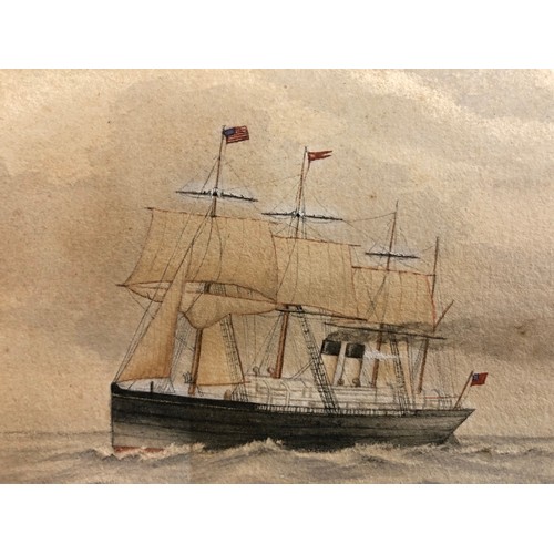 22 - H. Downham (Anglo-American School, Late 19th Century) Ship portrait at full sail flying the American... 