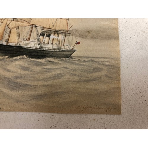 22 - H. Downham (Anglo-American School, Late 19th Century) Ship portrait at full sail flying the American... 