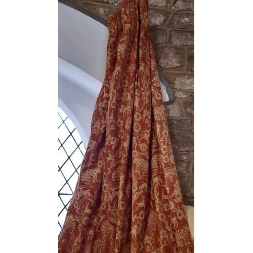 1556 - 2 pairs good quality  heavy curtains in 'Burton' fabric by Andrew Martin, lined and thermal lined wi... 