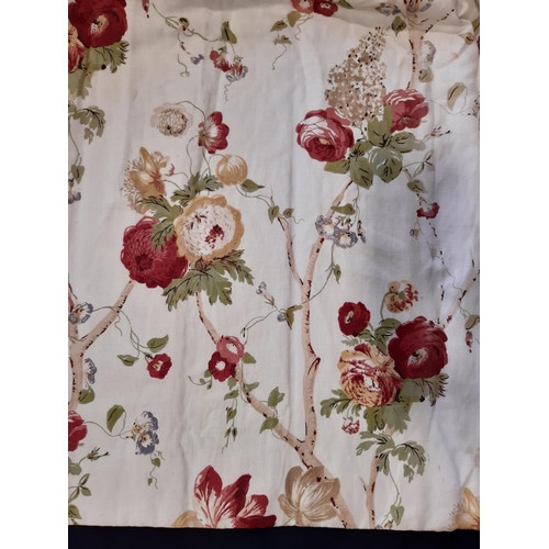 1569 - One pair good quality bespoke made cottage style curtains in floral print, lined and thermal lined w... 