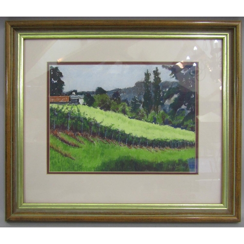 33 - Three Rural Landscapes (British School, Contemporary) - Joy Boustred - Osbaston Vineyard, Monmouth' ... 