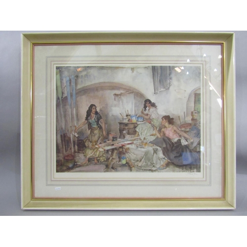 34 - William Russell Flint (1880-1969) - Three signed prints: 'Gossip After Market', 'A Question of Colou... 