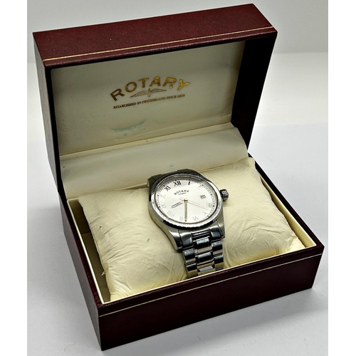 1358 - Gent's Rotary wristwatch in stainless steel case, GB02339 with box and card detailing purchase 5th J... 