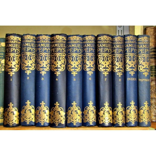 279 - The Diary of Samuel Pepys, published George Bell & Sons 1902, blue cloth binding with gilding detail... 