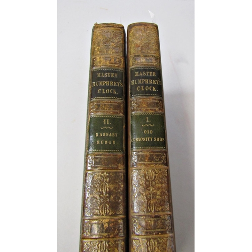 289 - Dickens Master Humphrey Clock by Cattermore and Browne, two volumes part leather bindings, 1840, 1st... 