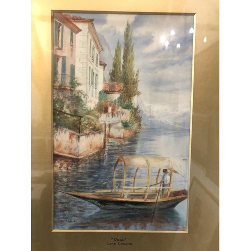 159 - THIRTEEN PRINTS AND PAINTINGS: Denis Warren - 'Oria, Lake Lugano', watercolour on paper, signed lowe... 