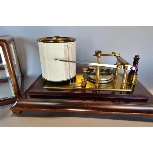 1493 - An early 20th century un marked barograph, with paper and ink bottle.