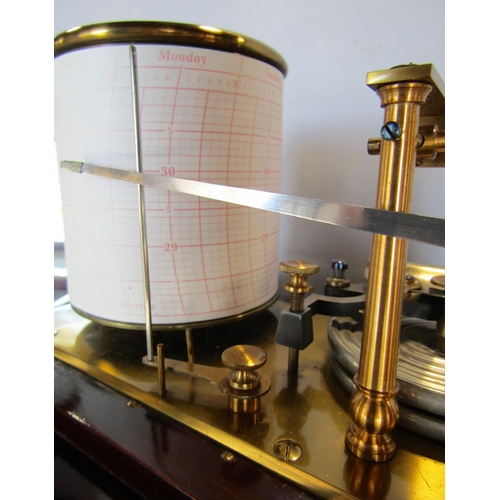 1493 - An early 20th century un marked barograph, with paper and ink bottle.