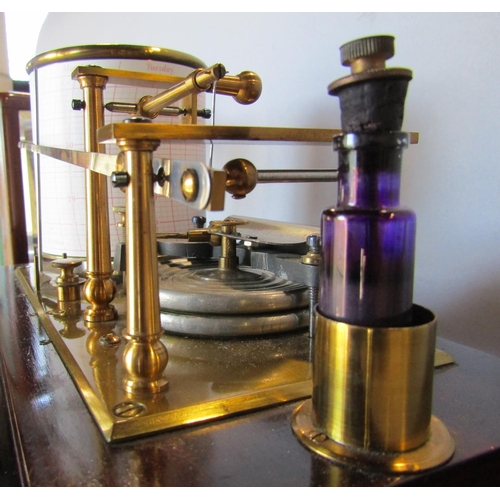 1493 - An early 20th century un marked barograph, with paper and ink bottle.