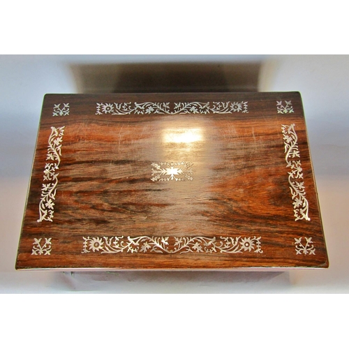 1495 - A 19th century rosewood and Mother of pearl inlaid writing box and another mahogany sarcophagus shap... 