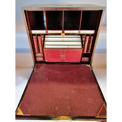 1497 - A large mahogany Houghton & Gunn 162 New Bond St, portable stationery box the fall front opening to ... 