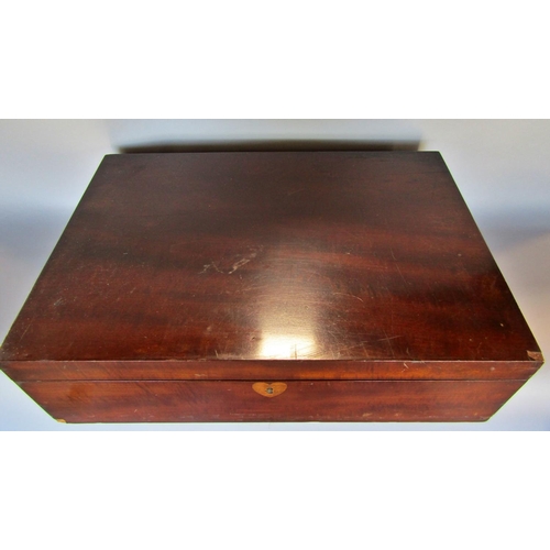 1509 - A large 19th century mahogany writing slope, with a red leather lined interior, 51cm wide.